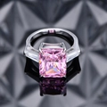 Elegante anillo de cóctel con gema rosa de 10,5 quilates en plata de ley 925 - Rosa