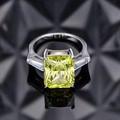 Anillo de tres piedras en plata 925 con diamante de carbono verde manzana de 10,5 ct - Verde Manzana