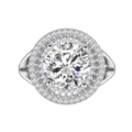 10mm round brilliant cut sparkling carbon diamond ring in S925 sterling silver - US 6 / Silver