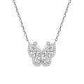 Elegante S925 Sterling Silber Schmetterling Halskette mit funkelnden Zirkonia-Kristallen - 925er Silber / Silber