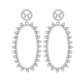 Pendientes largos ovalados de plata S925 con micropavé de circonitas blancas brillantes - Plata 925 / Blanco
