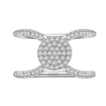 Elegante S925 zilveren kruisring met een sprankelende ronde schijf en micro-ingelegde steen - US 6 / Zilver