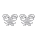 Eleganti orecchini a farfalla in argento S925 con ali in micro-pave di diamanti scintillanti - Argento 925 / Bianco