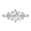 Luxurious 925 silver ring featuring a large square Asscher cut centerpiece stone - US 6 / White