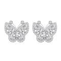Elegant S925 sterling silver butterfly stud earrings with micro-paved cubic zirconia - 925 Silver / Silver