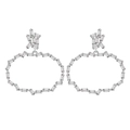 Onregelmatige zilveren oorringen met baguette-zirkonia in S925 sterling zilveren glans - 925 zilver / Wit