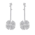 Sparkling S925 sterling silver windmill dangle earrings with micro-pave cubic zirconia - 925 Silver / White