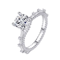 7mm round brilliant cut ring with channel set diamonds and milgrain detailing - US 6 / Silver