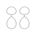Minimalist 925 sterling silver geometric drop earrings with sparkling pavé crystals - Silver