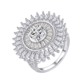 Bague tournesol en argent sterling avec pierres brillantes rondes et taille marquise - US 6 / Argenté