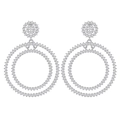 Elegante S925 zilveren dubbele cirkel oorbellen met volledige micro-pave kristallen - 925 zilver / Zilver