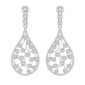 Elegant S925 sterling silver drop earrings with intricate filigree and white gemstones - 925 Silver / Silver