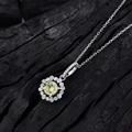 Lace four-claw 925 silver necklace with 6mm yellow high-carbon diamond sunflower pendant - Yellow Rhinestone Necklace