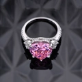 Anello elegante in argento 925 con diamante rosa cuore 12x12mm e castone micro-pave - US 6 / Rosa