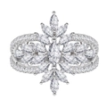 Bague luxueuse en argent 925 avec motif épi de blé et pierres en zircone étincelantes - US 6 / Blanc