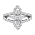 Sparkling S925 sterling silver double-layer ring with micro-pave pear-shaped water drops - US 6 / Silver