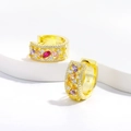 S925 sterling silver 18k gold earrings with colorful marquise zircons and pavé diamonds - 925 Silver / Gold