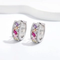 925 silver 18k gold earrings with colorful marquise-cut cubic zirconia and pavé stones - 925 Silver / Silver