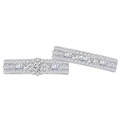 Luxury S925 sterling silver stacked ring set with micro-pave round brilliant diamonds - US 6 / Silver