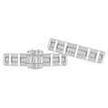 Luxurious S925 silver ring set with micro-p鑲 cubic zirconia for elegant stacking - US 6 / Silver Ring Set