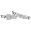 S925 sterling silver ring set with halo diamond square and chain link band design - US 6 / White