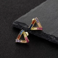 Regenboog driehoekige oorbellen van 925 sterling zilver met gekleurde zirkonia's - 925 zilver / Goud