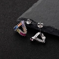 Geometrische driehoekige oorbellen van S925 sterling zilver met kleurrijke zirkoon - 925 zilver / Zilver