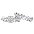 Set di anelli in argento S925 con motivo a pizzo e diamanti rettangolari pavé - US 6 / Argento