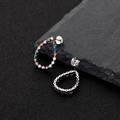 Rainbow teardrop halo stud earrings in S925 sterling silver with colorful zircon stones - Silver