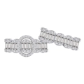 Luxe S925 zilveren ringenset met ovale golven en baguette geslepen zirkonia stenen - US 6 / Zilveren ringen set