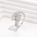 S925 sterling silver ring with double row crisscross design and sparkling baguette diamonds - US 6 / Silver