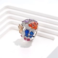 Exquisiter 925 Silberring mit bunten Edelsteinen und Pavé-Diamanten im Design - US 6 / Silber