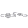 Ensemble de bagues en argent S925 avec zircons taille coussin et pavé géométrique - US 6 / Argent (Bague principale et anneau)