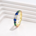 Regenbogen-Ewigkeitsring in Goldoptik mit bunten Zirkonia und weißem Hauptstein - US 6 / Gold