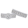 Elegant S925 silver snowflake ring set featuring clustered zircon stones in a double-layer design - US 6 / Silver Ring Set