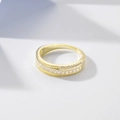 Luxuriöser 925er Sterlingsilber Ring vergoldet mit quadratischen Diamanten und Pavé-Fassung - US 6 / Gold