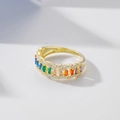 Regenbogenring aus 925er Silber mit bunten Zirkonia Steinen und Goldbeschichtung - US 6 / Gold