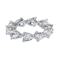 Eleganter 925 Silber Eternity Ring mit funkelnden Diamanten im Birnenschliff - US 5 / Weiß