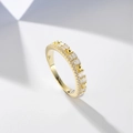 14k gold plated S925 silver eternity ring with alternating round and baguette zircons - Style 0902 Gold