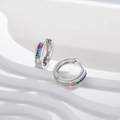 14k vergoldete S925 Silber Creolen mit bunten Zirkonia in eleganter Kanalfassung - 925er Silber / Weißgold