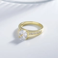 Asscher cut square cubic zirconia ring in 14k gold plated silver with side baguette stones - US 6 / Gold