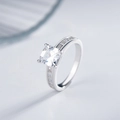 Asscher cut square cubic zirconia ring in 925 silver with adjustable channel set band - US 6 / White Gold