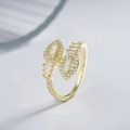 Schlangenförmiger 18K Goldring mit funkelnden Zirkoniasteinen und S925 Sterling Silber Stempel - US 6 / Gold