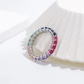 Rainbow eternity ring featuring 925 silver set with gradient 4mm 5A colorful zircons - US 6 / Silver (Medium Colorful Zirconia)