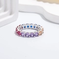 Eternity ring in S925 sterling silver with a full circle of multi-color round-cut zircons - Silver (Large Colorful Zirconia)