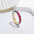 Eternity ring in gold finish featuring vibrant multi-colored 5A cubic zirconia stones - Gold (Large Thin colorful Zirconia)