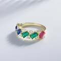 Regenboog edelsteen ring van 925 zilver met gekleurde stenen en gouden afwerking - US 6 / Goud