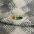 S925 Silber Regenbogenring mit bunten Baguette-Steinen und Gold-Finish - US 7 / Gold-Mittel 2*4mm Bunter Stein