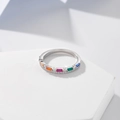S925 zilveren ring met kleurrijke smaragdgeslepen stenen en witte zirkonia's - US 6 / Stijl 0901 Witgoud