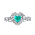 6mm heart-shaped green gemstone ring in 925 sterling silver with infinity band design - US 6 / Paraiba Blue